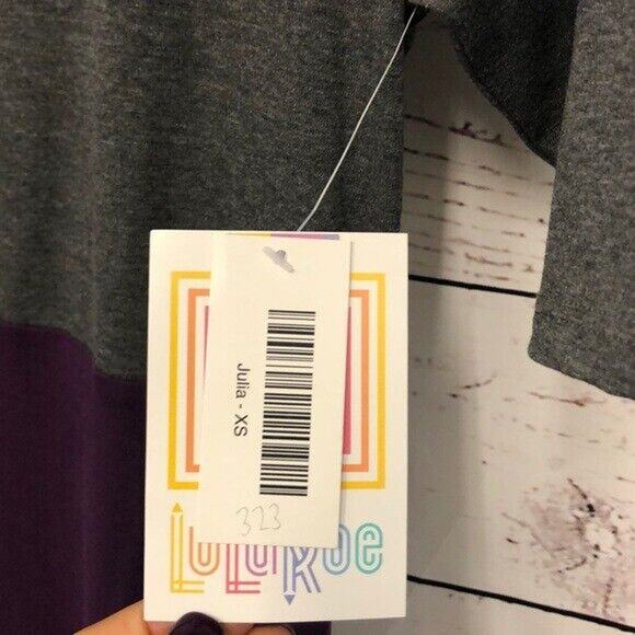 Lularoe‎ Colorblock mauve plum gray Julia dress Women’s Size XS - Picture 4 of 6